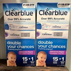 Lot of 2 ClearBlue Set  1 Pregnancy & 15 Ovulation Test TTL - EXP 5/27